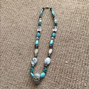 Turquoise and Silver Beaded Necklace